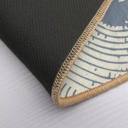 Shells And Swirls, Cool Gray And Cream  Repositionable Bath Mat