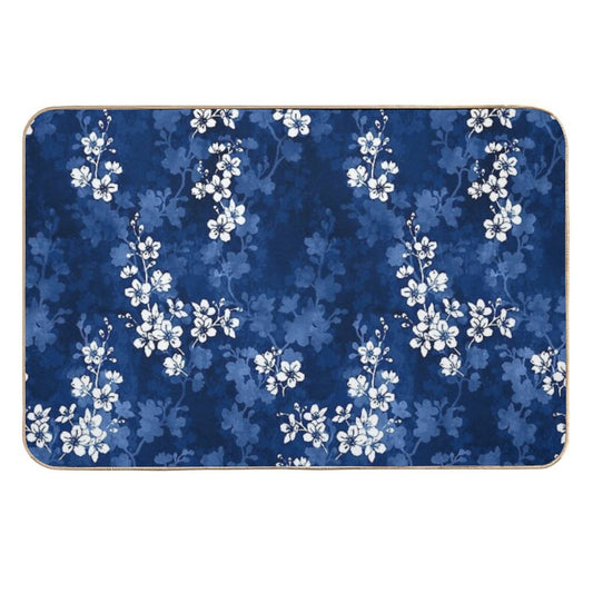 Sakura Blossom in Deep Blue  Fade-Resistant Bath Mat