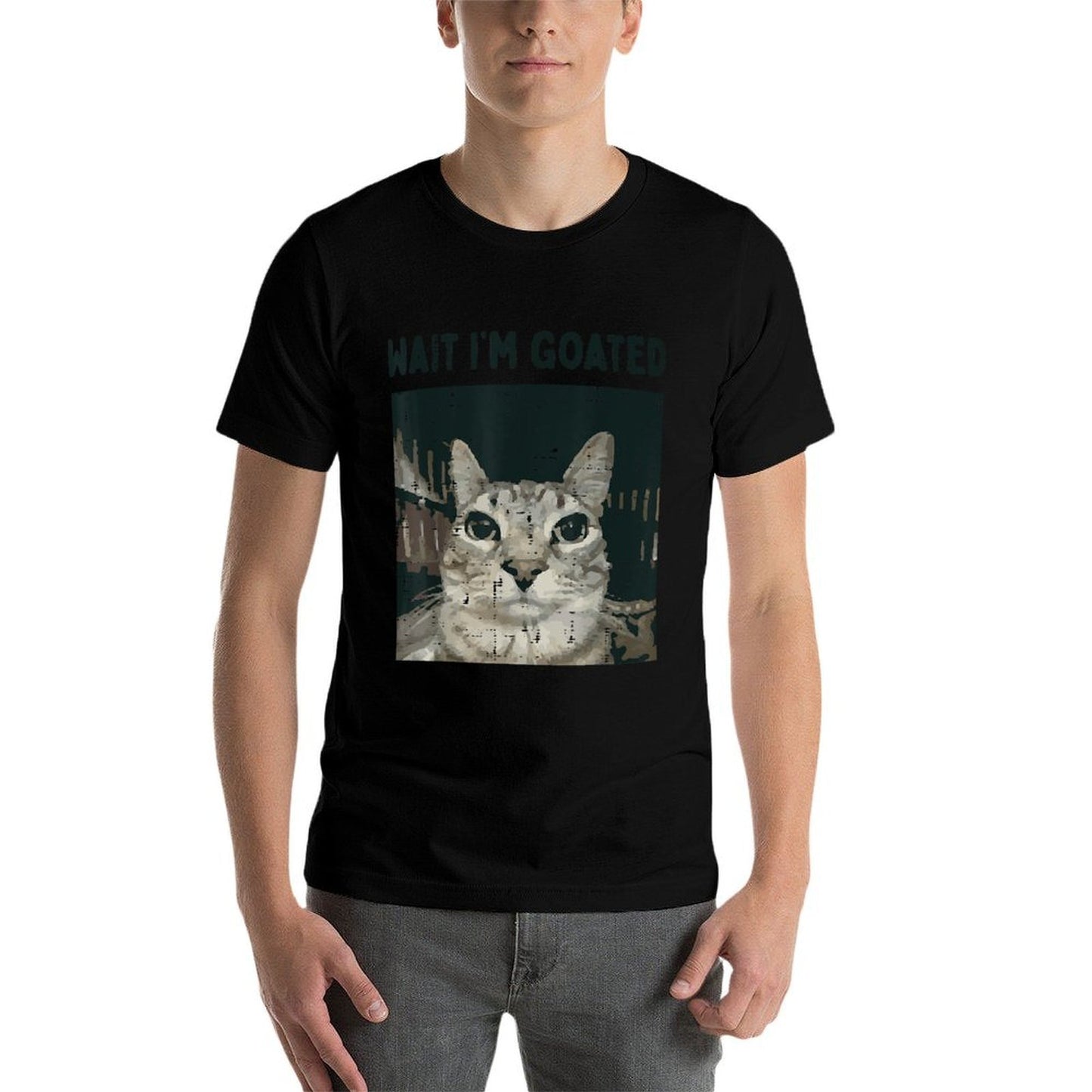 Cat Wait Im Goated Funny Saying Kitten Meme Men Women Kids  Oversized Silhouette T-Shirt