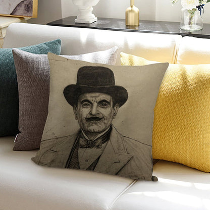 Hercule Poirot (David Suchet) Soft Decorative Cover Throw Pillow