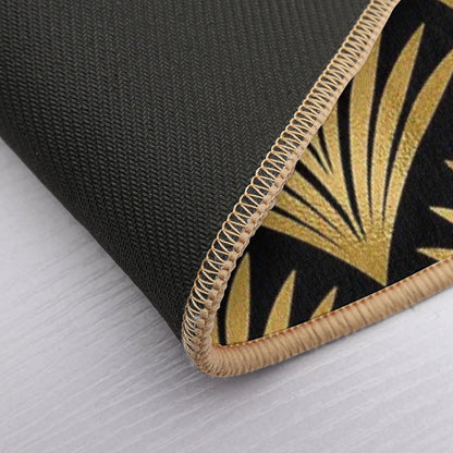 Luxurious Black And Golden Color Art Deco Elegant Pattern  High-Traffic Bath Mat
