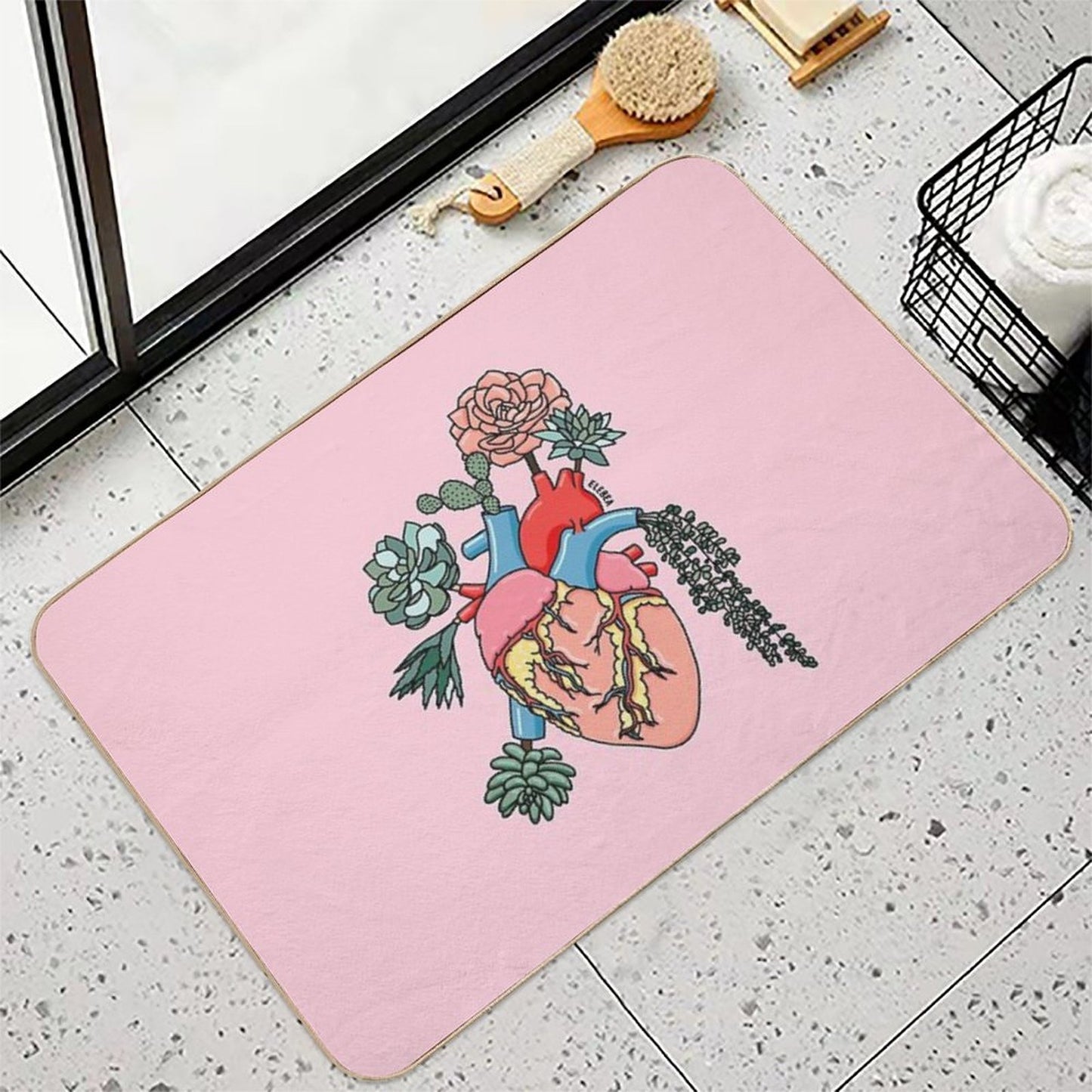 Succulent Heart by Sasa Elebea  Eco-Friendly Bath Mat