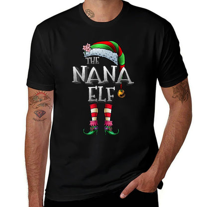 The Nana Elf Matching Family Funny Christmas Grandma  Wrinkle-resistant T-Shirt