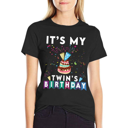 It's My Twin's Birthday Twins Matching Confetti Cake  Affordable Price T-Shirt