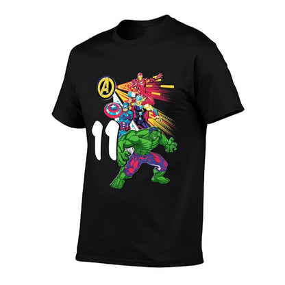 Marvel Super Heroes Avengers 11 Year Old Eleventh Birthday  Ribbed Collar T-Shirt