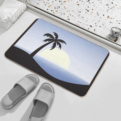Beach Silhouette (Blue)  Easy Maintenance Bath Mat