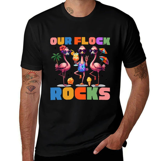 Our Flock Rocks Flamingo Summer Vacation Family Matching Sweatshirt  Eco-friendly Material T-Shirt