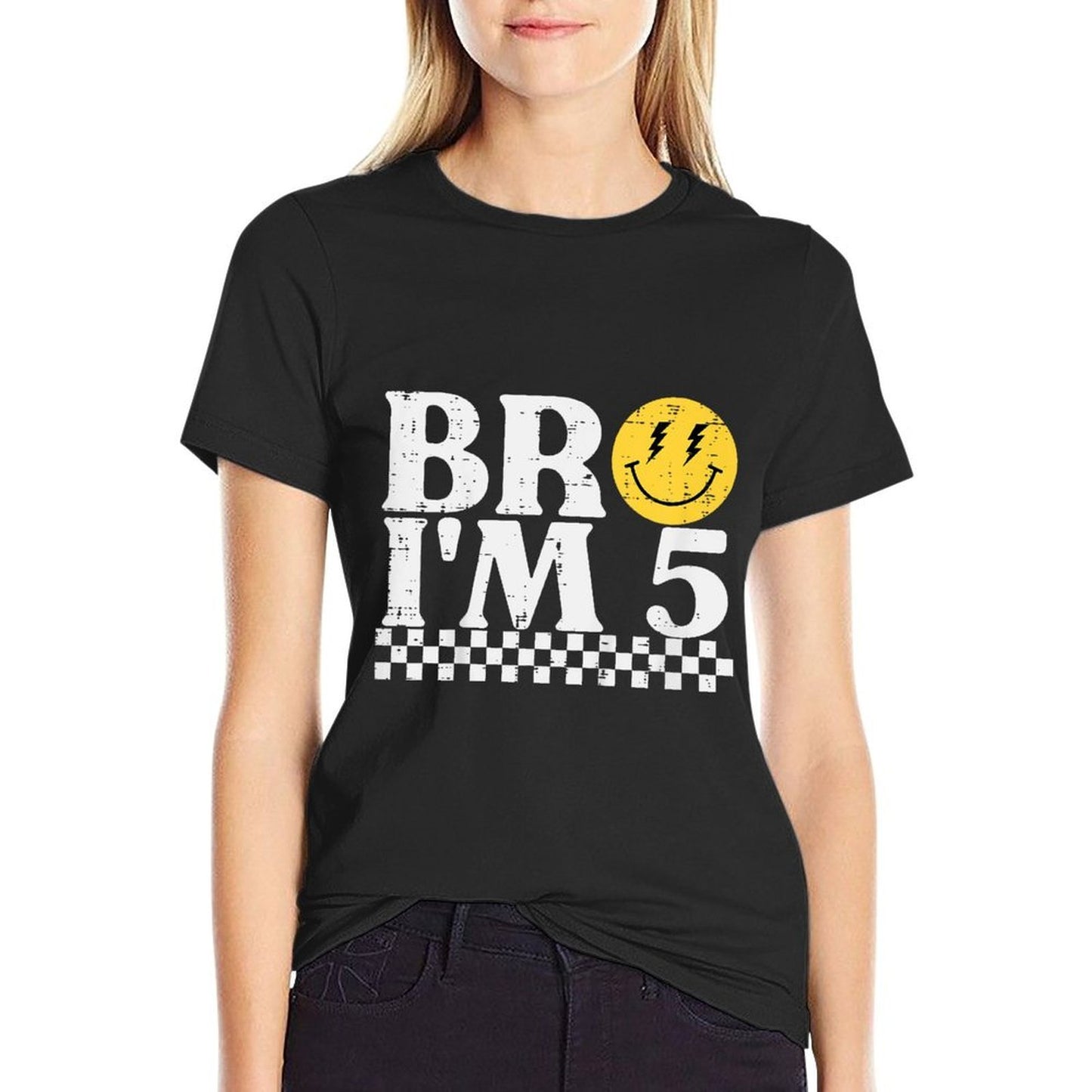 Kids 5th Birthday Bro Im 5 Smile Retro Groovy Boys Girls Kids  Soft T-Shirt