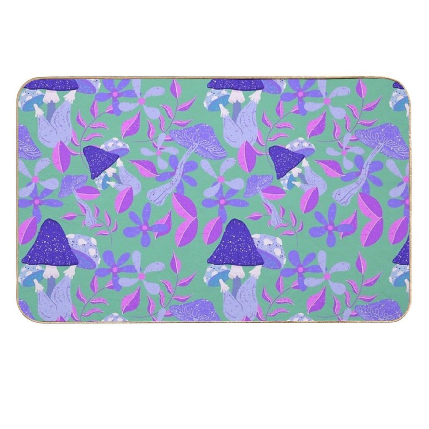 Groovy Shrooms & Blooms - Mushroom And Floral Pattern  Pet-Safe Bath Mat