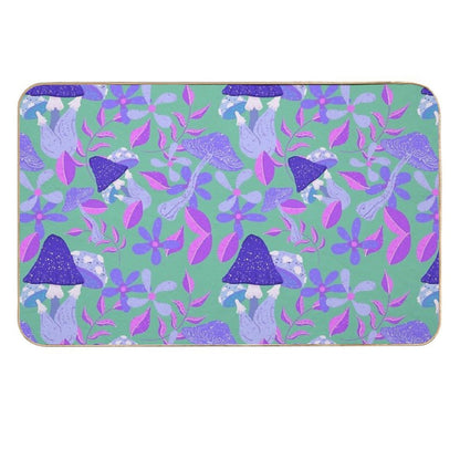 Groovy Shrooms & Blooms - Mushroom And Floral Pattern  Pet-Safe Bath Mat