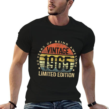 60 Year Old Gifts Vintage 1965 Limited Edition 60Th Birthday  Rolled Sleeves T-Shirt