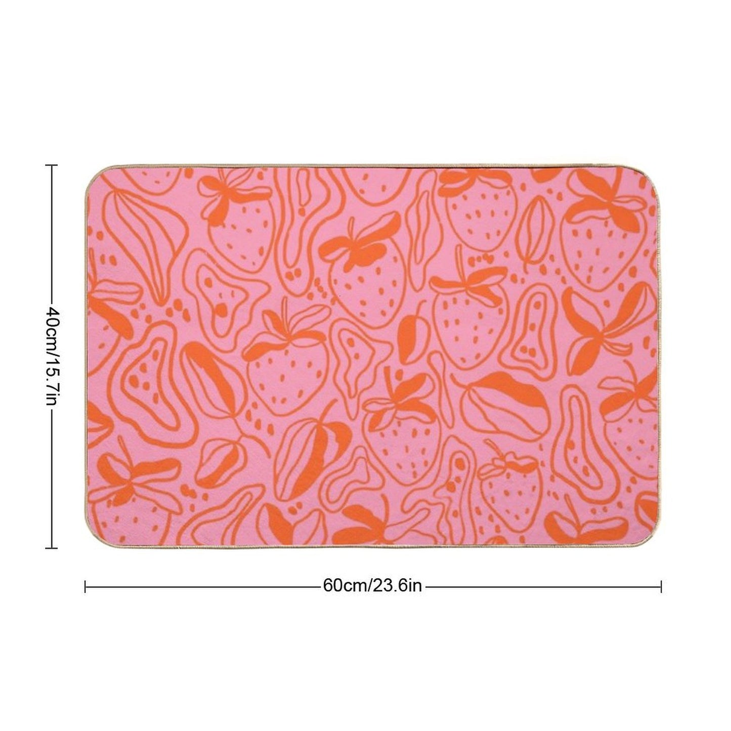Pink Strawberries  Absorbent Bath Mat