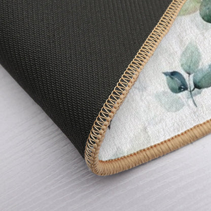 Watercolor Pattern with Leaves  Eco-Friendly Bath Mat