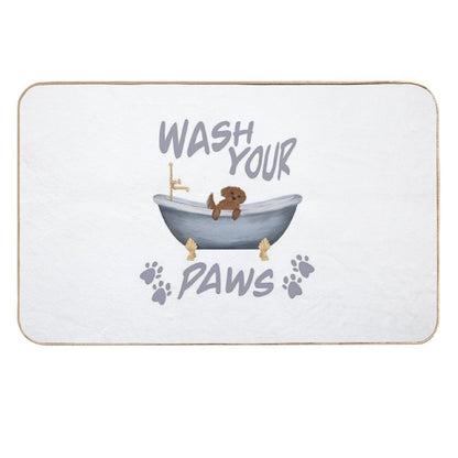 Wash Your Paws (Goldendoodle)  Easy Maintenance Bath Mat