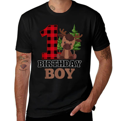 Baby Boy 1st Birthday Decorations 1 Year Old Moose Lover  Versatile T-Shirt