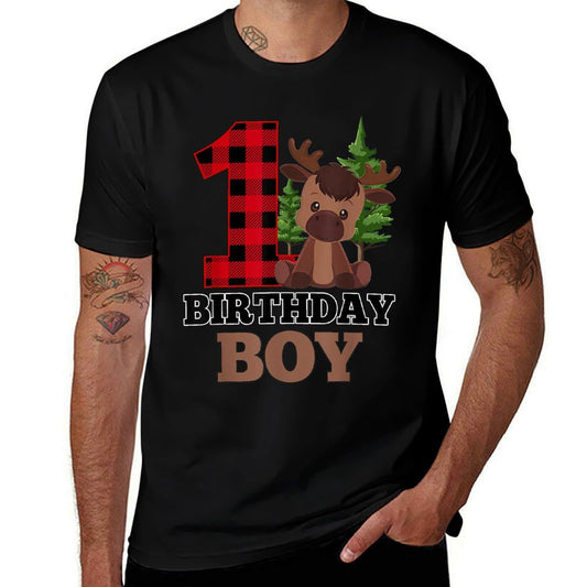Baby Boy 1st Birthday Decorations 1 Year Old Moose Lover  Versatile T-Shirt