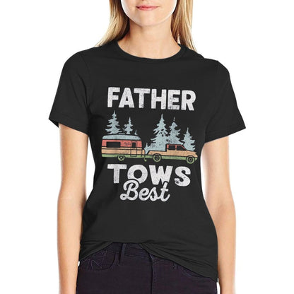 Father Tows Best Mountains Forest Camping Fathers Day Funny  Rolled Sleeves T-Shirt