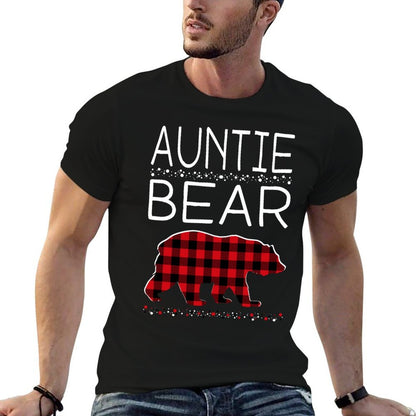 Auntie Bear Christmas Pajamas Matching Family Plaid Women  Lightweight T-Shirt