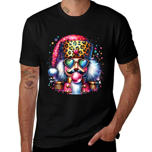 Cute Nutcracker Blowing Bubble Gum Pink Christmas Pajamas  Slim-fit Cut T-Shirt