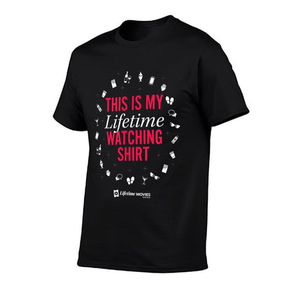 A+E This Is My Lifetime Watching Unisex Adults Black Crew Neck  Heathered Texture T-Shirt