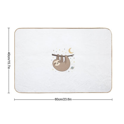 Cosmic Sloth – Sleepy Sloth Hanging in Space  Fade-Resistant Bath Mat