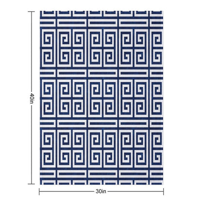 Greek Key - Blue And White Anti-pilling Throw Blanket