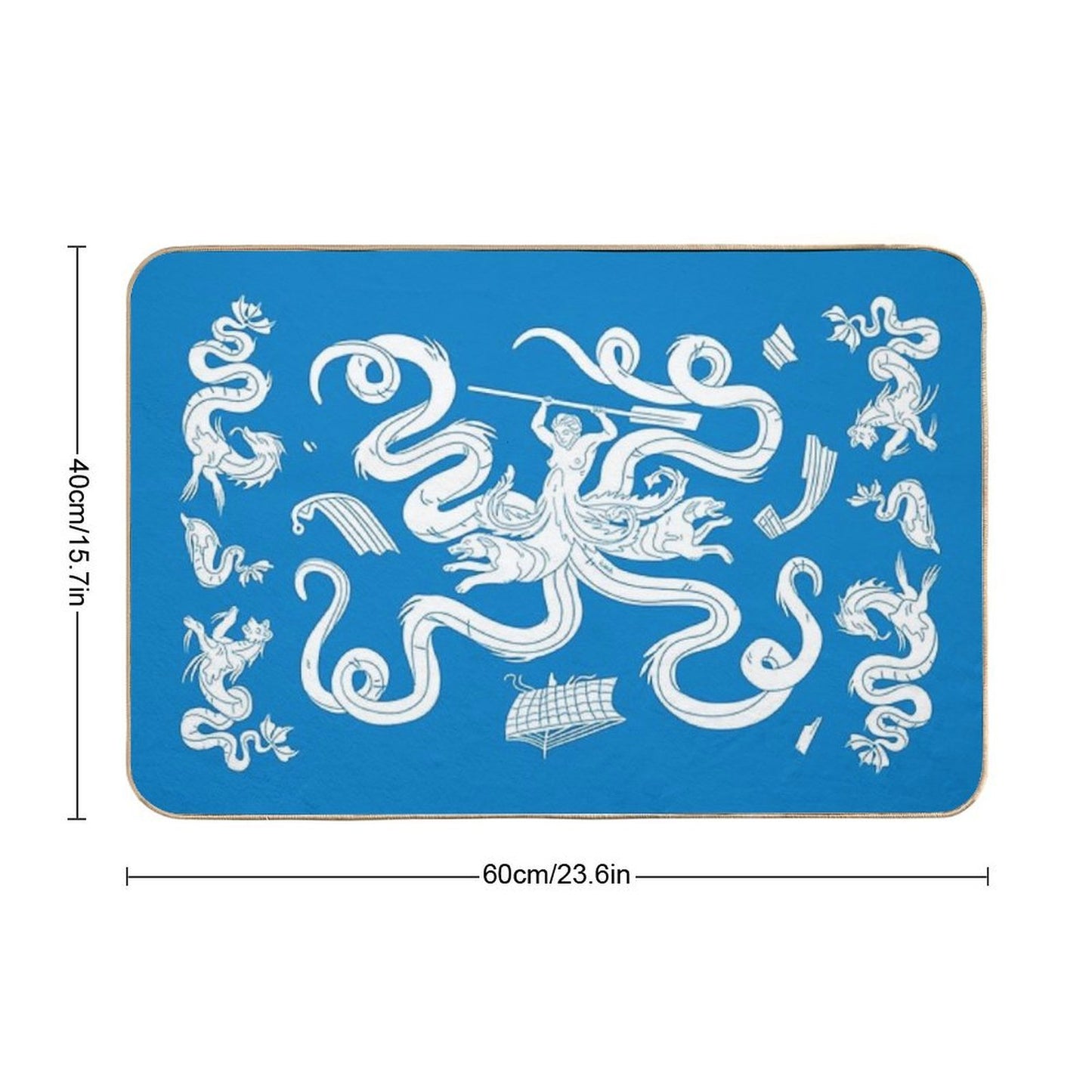 Scylla Mosaic - Blue  Odorless Bath Mat