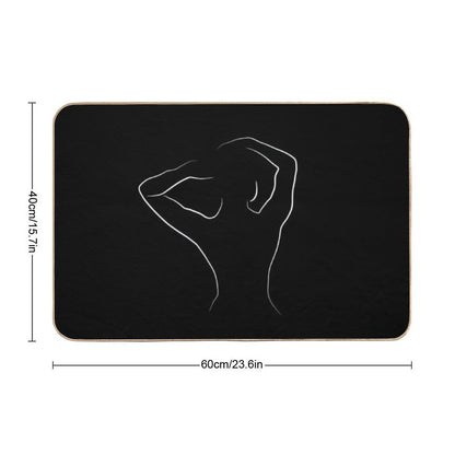 Woman Body Outline Drawing - Miss Mina  Slip-Resistant Bath Mat