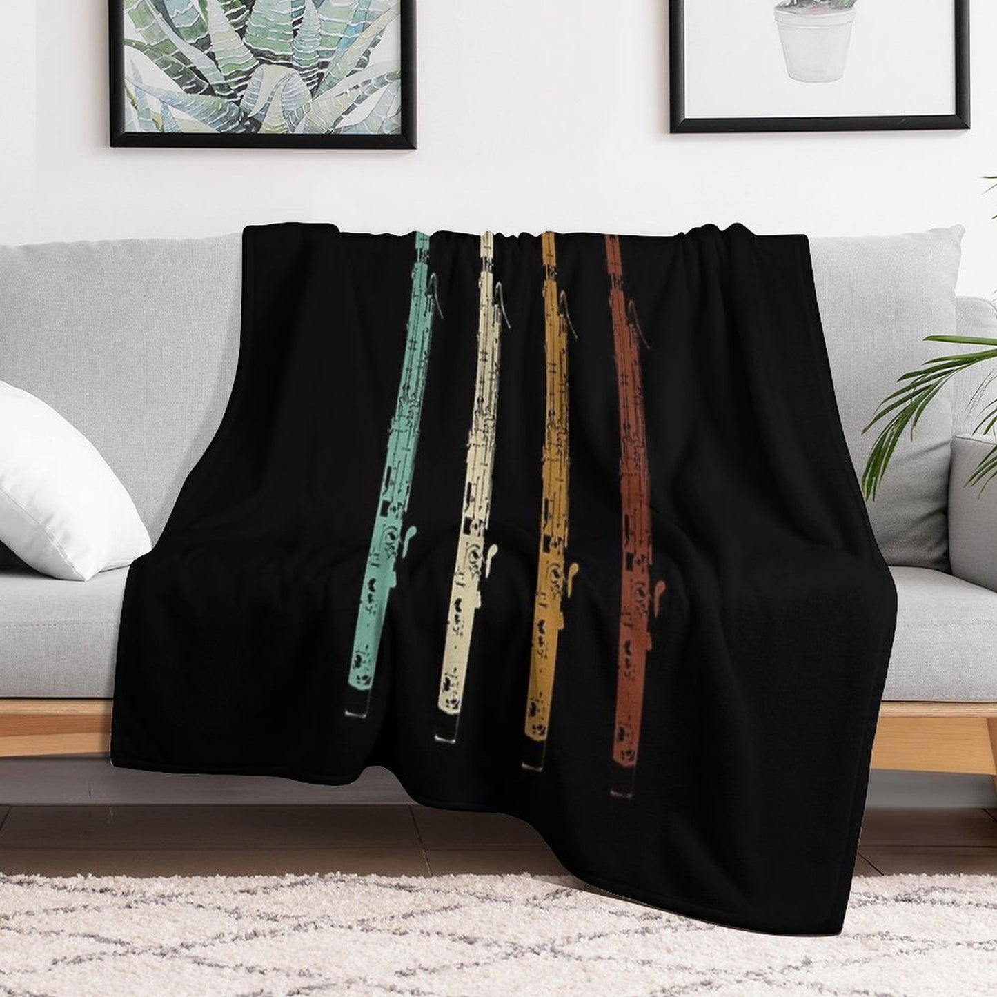 Retro Vintage Bassoon Gift Bassoonist Band Bassoon Player Velvety-soft Throw Blanket