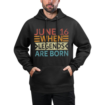 June 16 When Legends Are Born Happy Birthday Distressed Colorfast Hoodie