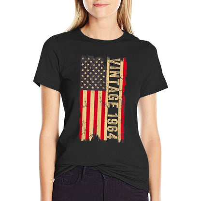 Vintage 1964 60th Birthday Gifts 60 Years Old American  Summer-ready Fabric T-Shirt