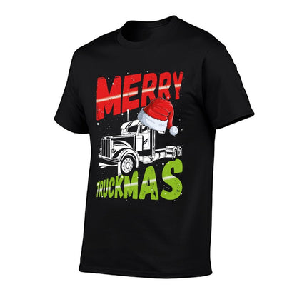 Christmas Semi Truck Funny Christmas Trucker Merry Truckmas  Oversized Silhouette T-Shirt