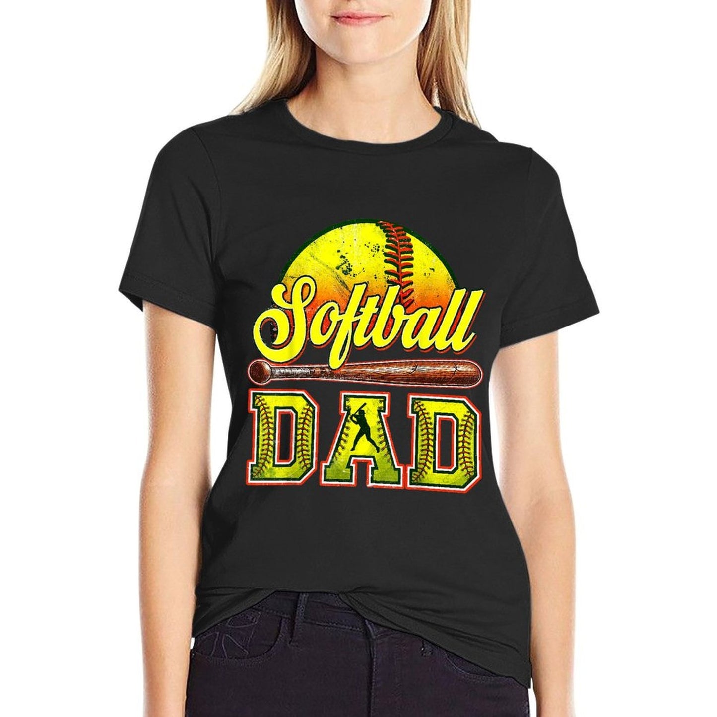 Retro Softball Dad Game Day Dad Fathers Day  Moisture-wicking T-Shirt