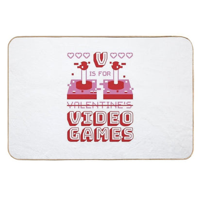 V Is For Video Games - Gaming Is My Valentine Durable Bath Mat