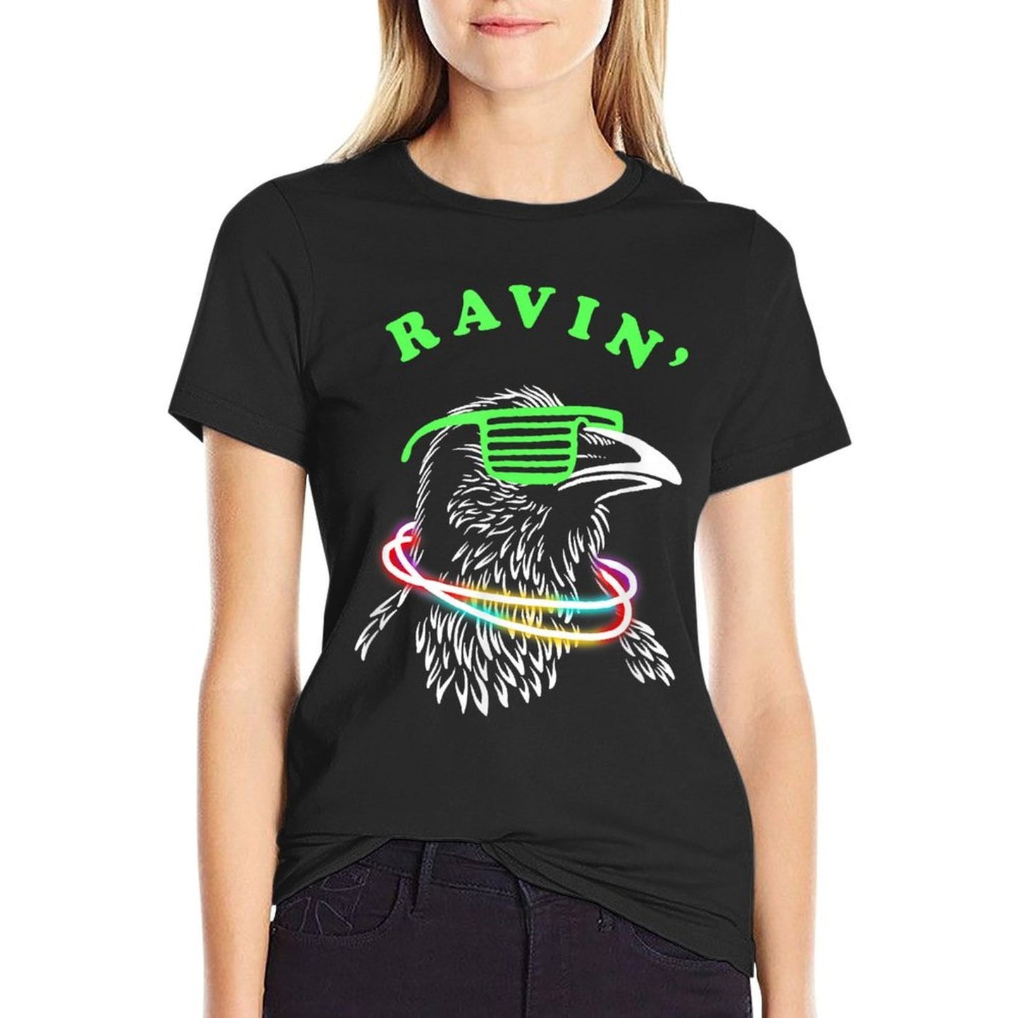 Ravin Raven - Rave Party Neon Bird Funny  Durable T-Shirt