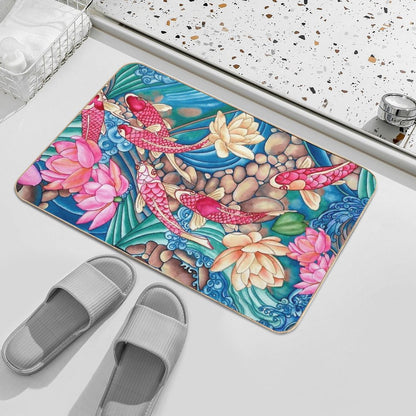 Koi Pond  Slip-Resistant Bath Mat