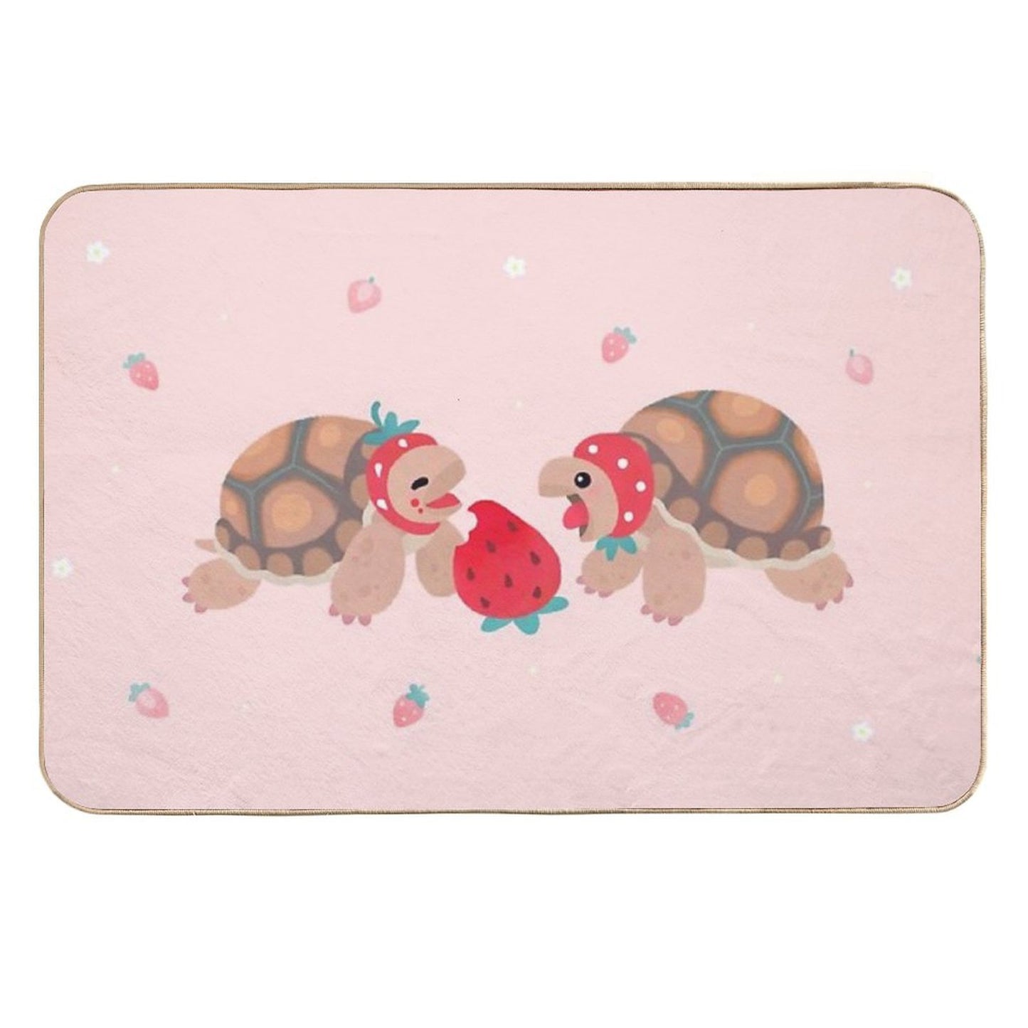 Tortoises Love Strawberries  Slip-Resistant Bath Mat