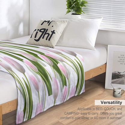 Pinky Tulips Shrink-resistant Throw Blanket