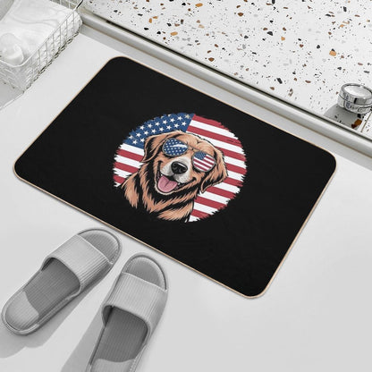 American Flag Golden Retriever USA Retro 4th Of July  Pet-Safe Bath Mat