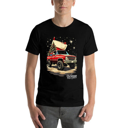 Christmas Squares Squarebody K10 Truck Holiday Night Scene  Affordable Price T-Shirt