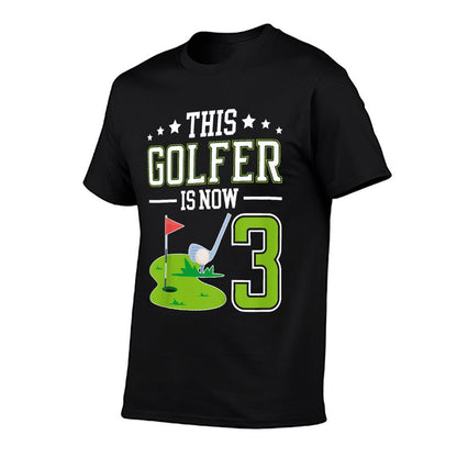 Kids 3rd Birthday Party Golf Boy Three Year Old Golf Player  Breathable T-Shirt