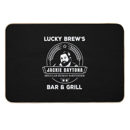 Jackie Daytona - Lucky Brew's Bar And Grill Shirt - What We Do in The Shadows  Easy Maintenance Bath Mat