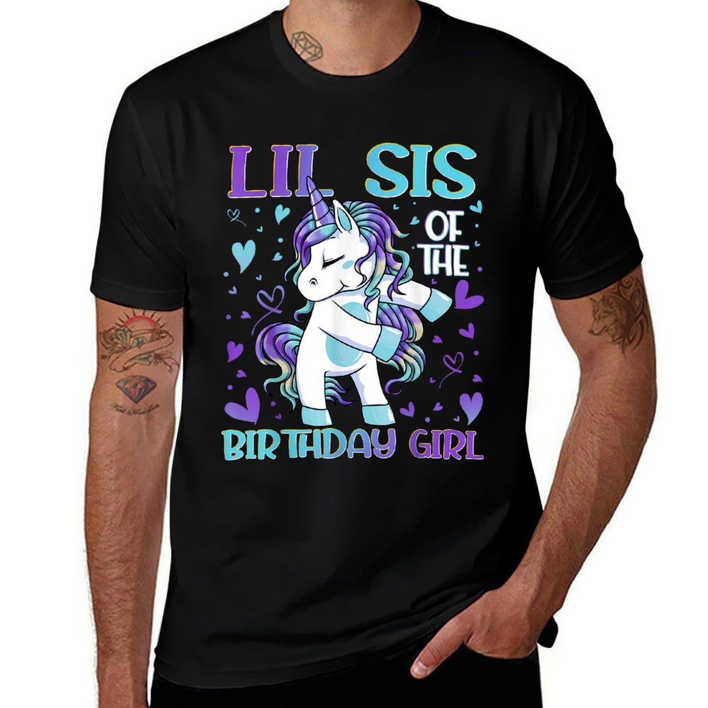 Lil Sis of The Birthday Girl Flossing Unicorn Little Sister Comfortable T-Shirt
