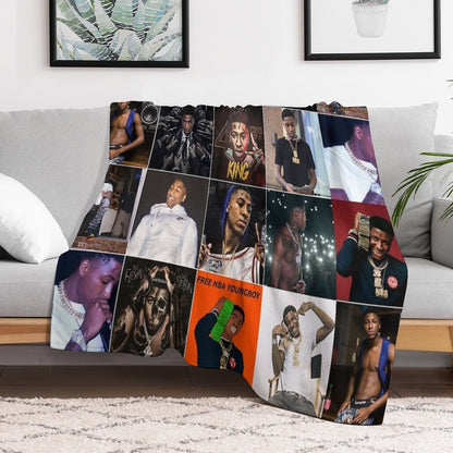 YoungBoy Never Broke Again Photo Collage Wrinkle-free Throw Blanket