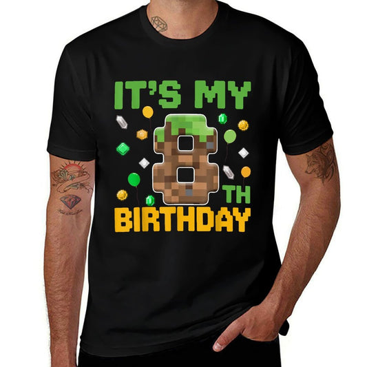 Birthday Boy It&#39;s My 8th Birthday Gamer Pixel Number  Stretchy T-Shirt
