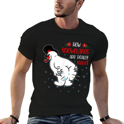 Funny Snowman How Snowflake Are Really Made Christmas Cutome  Ribbed Collar T-Shirt
