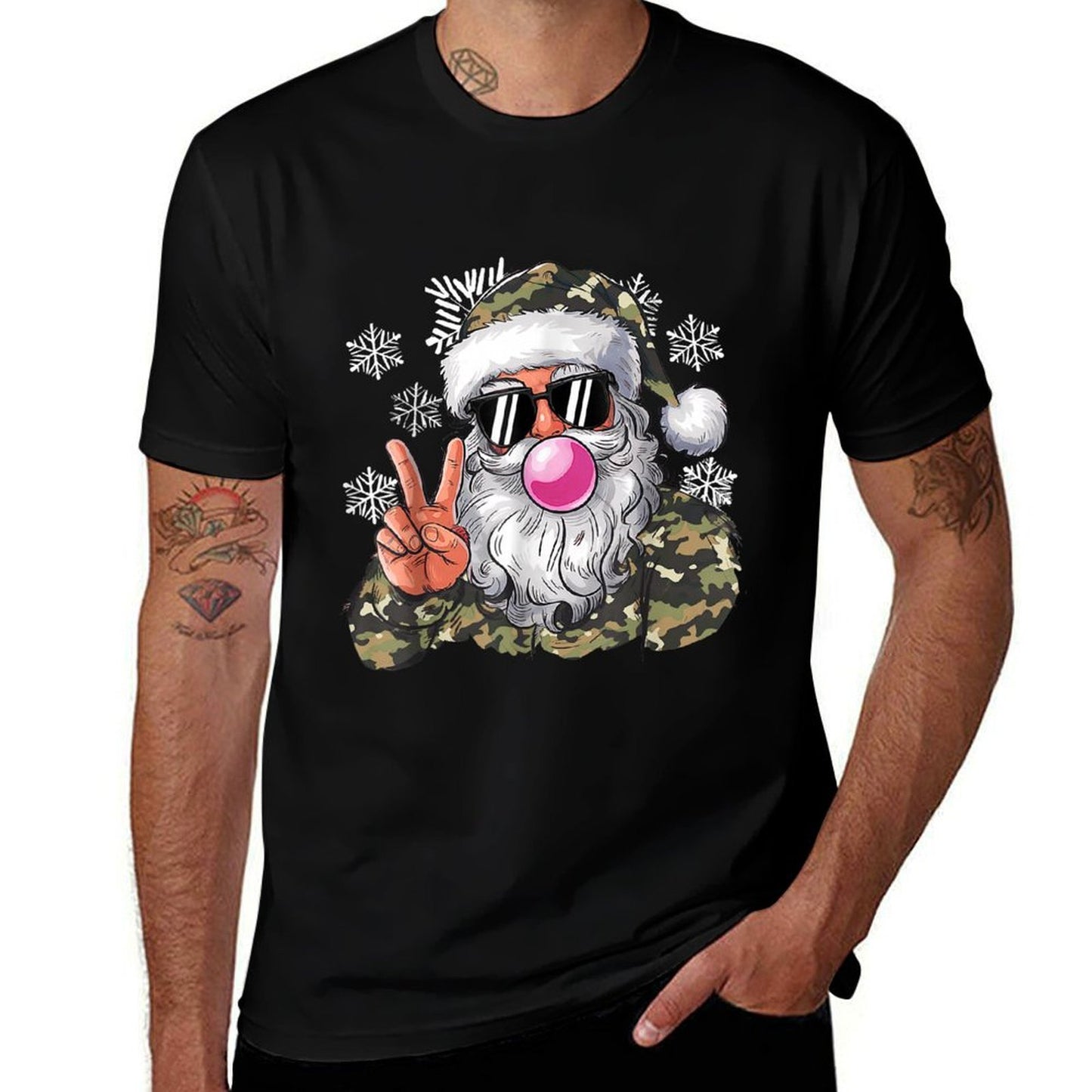 Funny Christmas Camouflage Camo Santa Hello Hunting Season Comfortable T-Shirt