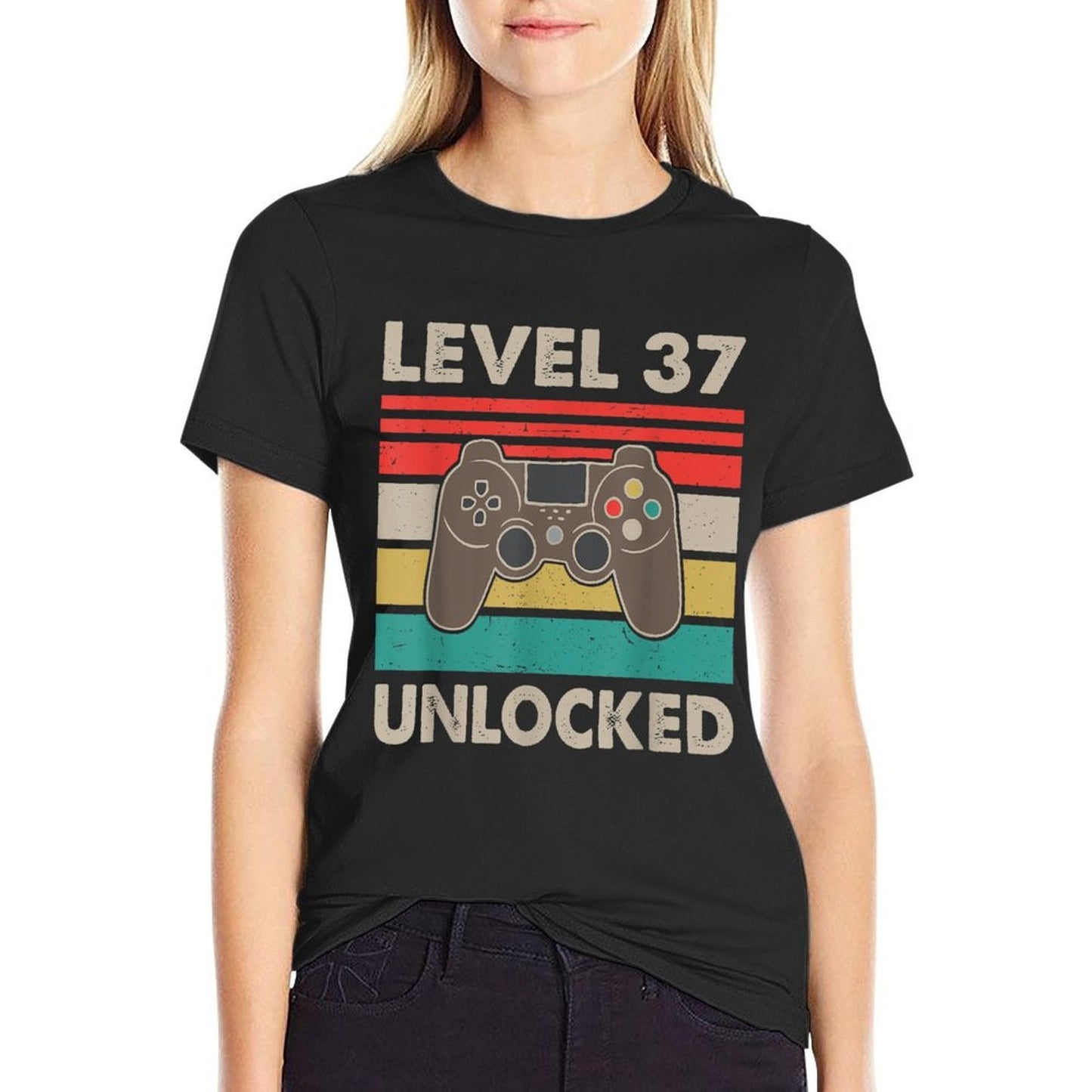 Level 37 Unlocked - Retro Vintage Funny 37th Birthday Gamer  Graphic-printed T-Shirt