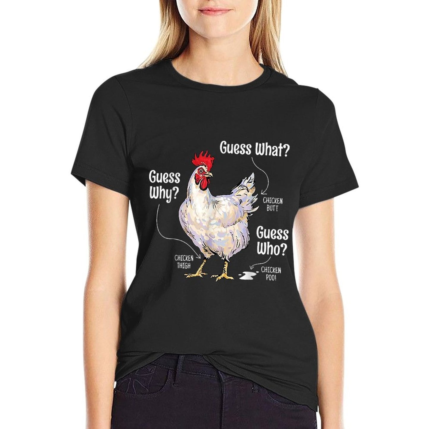 Guess What Chicken Butt Chicken Lover Funny Chicken Meme  Wrinkle-resistant T-Shirt
