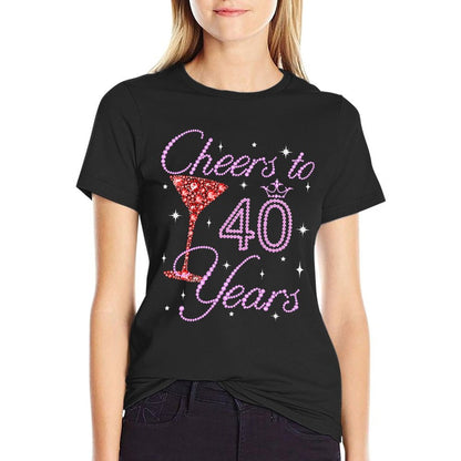 Cheers To 40 Year Old Gifts 40th Birthday Queen Women  Lightweight T-Shirt